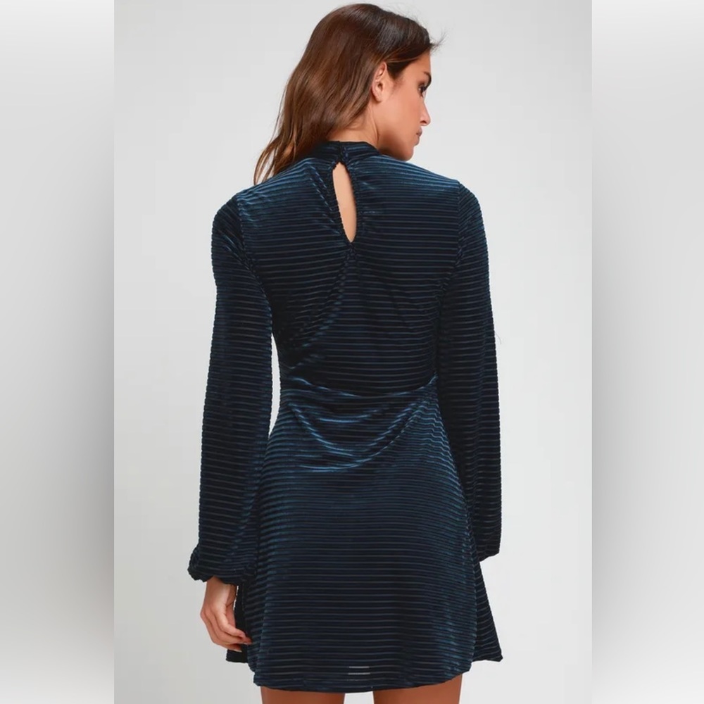 Lulu's Navy Blue Ribbed Mini Dress - Picture 3 of 16
